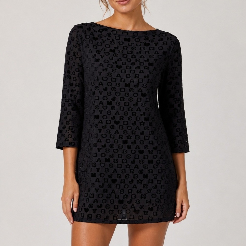 Marc by Marc Jacobs Swim‎ Cover Tunic Dress Small Black Logo Vacation Resortwear